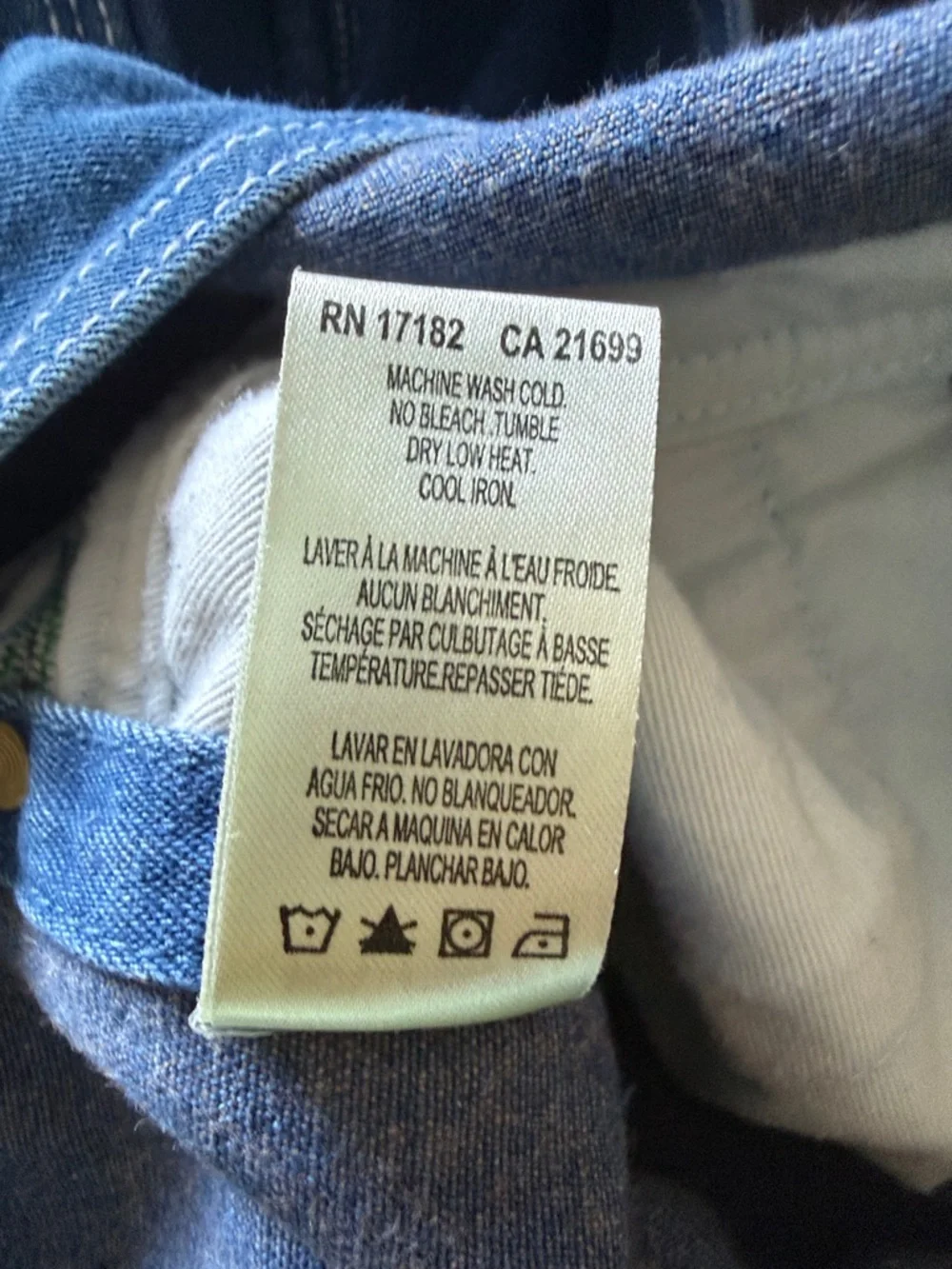 100% Cotton Navy Blue Garment with Care Tag 34 x 30‎